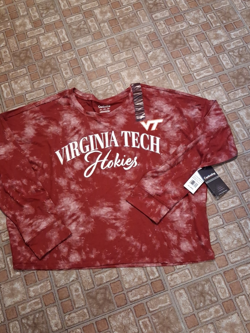 Virginia Tech Hokies Women's Long Sleeve Tie-Dye Tee - Maroon Size-xxlarge